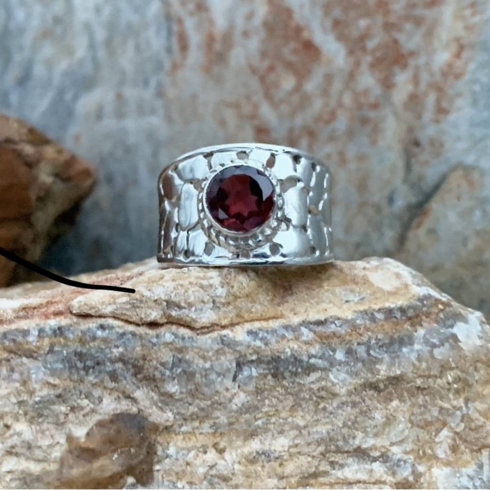 Silver Ring With Red Ruby Gemstone - image 2